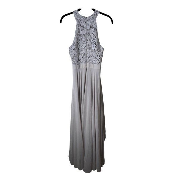LULU'S Light Gray Picture Perfect Lace High Neck Maxi Dress Small Bridesmaid - Picture 8 of 10